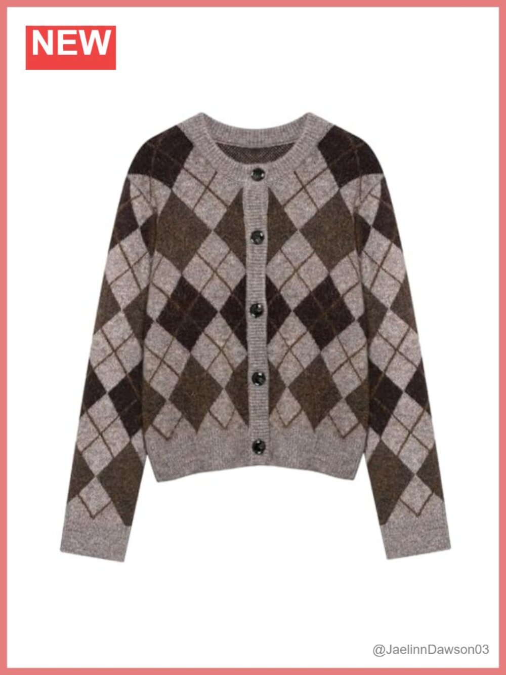 Argyle Preppy Button Down Cardigan Sweater